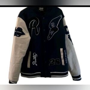 Runtz Men's Varsity Jacket Navy With Embossed Graphics Size 2XL